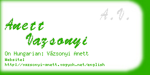 anett vazsonyi business card